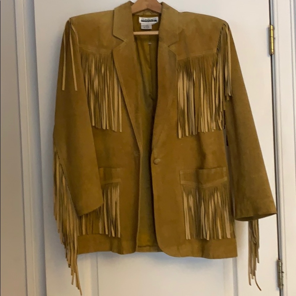 Vintage 80s Suede Lined Fringe Blazer